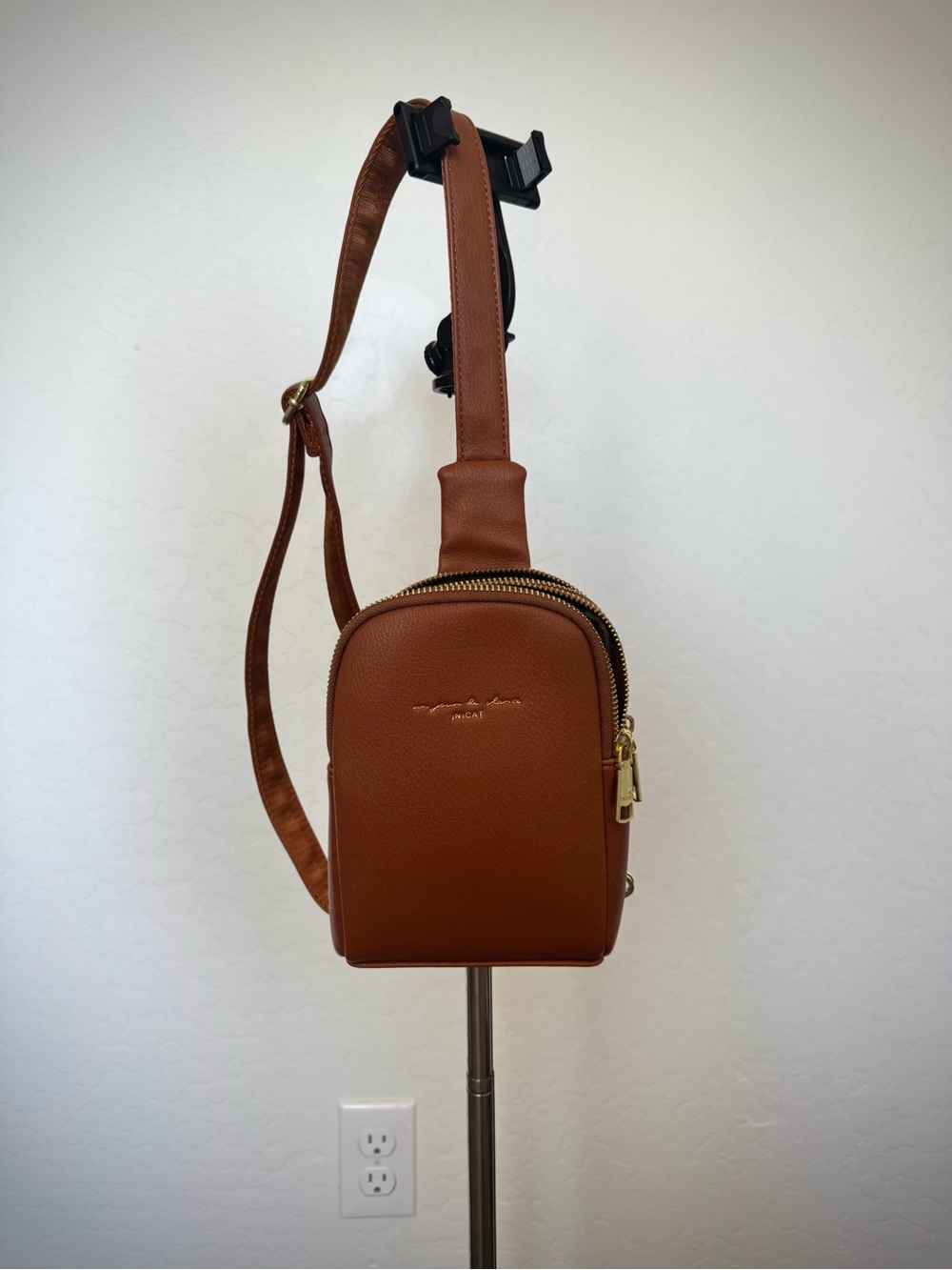 Amazon Tan Crossbody Sling Bag with Gold Hardware